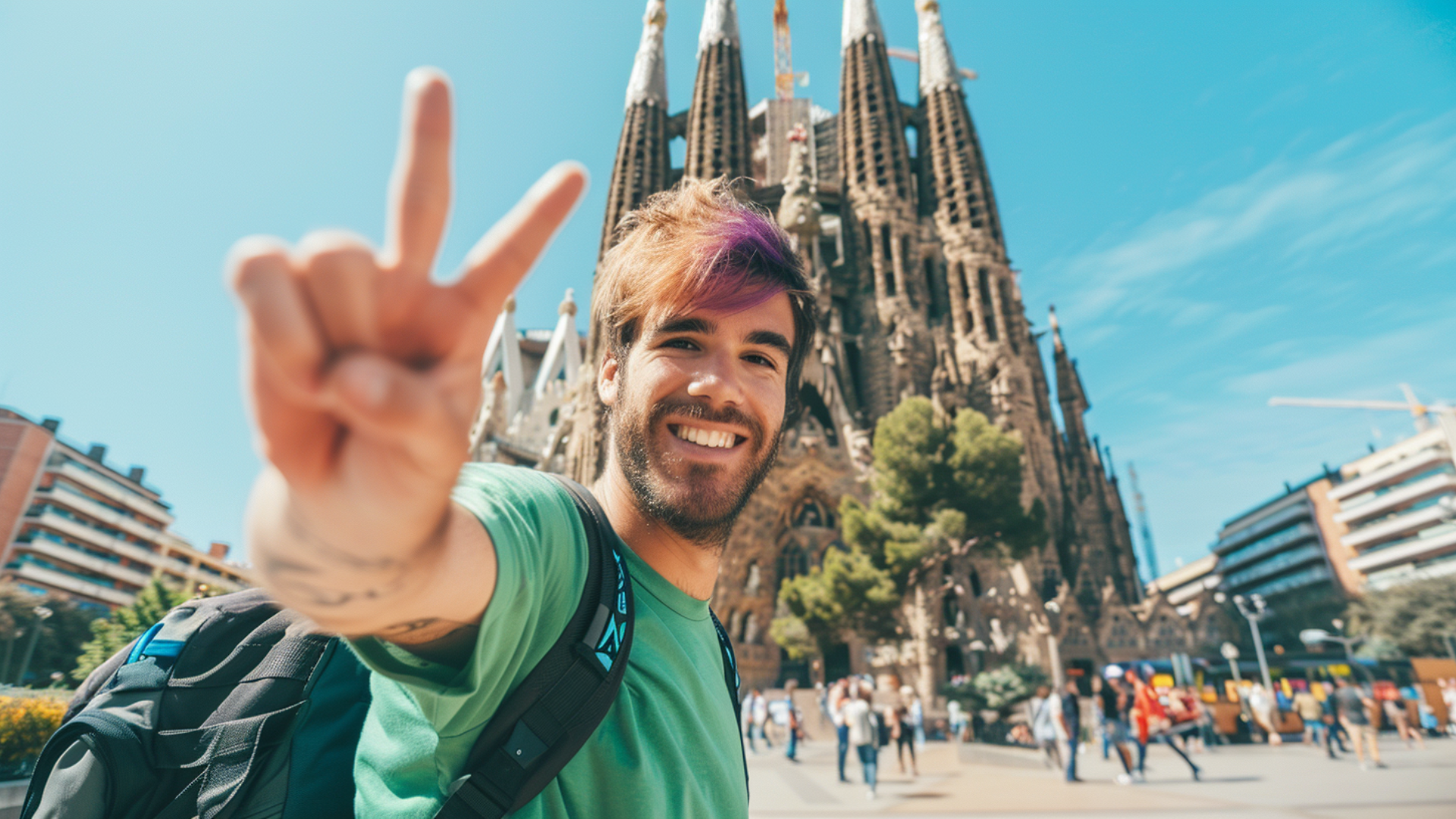 Estudiante viajando con confianza a un nuevo país